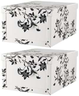 Home4You Aufbewahrungsbox, 2er Set, Weiß, Blumenranken, recycelter Karton, (2 St), 51 x 37 cm