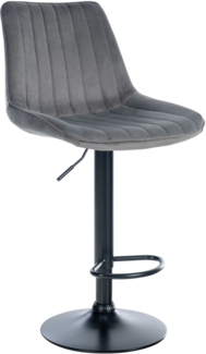 DELUKE® Barhocker RIO - Dunkelgrau, Samt, Schwarz Barhocker mit Lehne Barstuhl Tresenhocker Tresenstuhl Kneipenhocker Kneipenstuhl