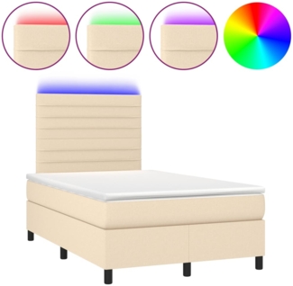 vidaXL Boxspringbett mit Matratze & LED Creme 120x190 cm Stoff 3270209
