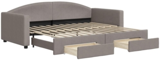 vidaXL Tagesbett Ausziehbar mit Schubladen Taupe 90x200 cm Stoff 3197227
