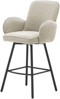 Barhocker >Malia< (2er Set) drehbar, Armlehnen, beige, schwarz - 55x103x61 (BxHxT)