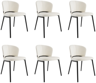 6er Set Esszimmerstuhl Design Küchenstuhl Dean Kunstleder creme Metallbeine : Creme Ivory