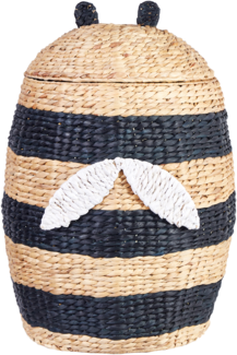 Aufbewahrungskorb mit Deckel Wasserhyazinthe naturfarben Bienenform 70 cm KNYSNA