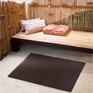 Karat Badematte Bambusmatte Emily, Teppich Bambus, Bambusteppich fürs Wohnzimmer, Höhe 8 mm, Robust, Strapazierfähig, Langlebig, Stabil, Bambus, Rechteckig, rutschhemmender Rücken