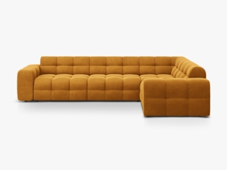 Micadoni Ecksofa Kendal 6-Sitzer Rechts Samt Senf