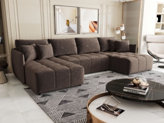 Wohnlandschaft Schlafsofa Sofa TREVISO Stoff Monolith Braun