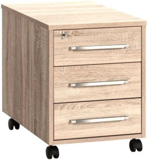 Maja Möbel Rollcontainer 1716 3-Schub, Edelbuche, Fronten weiß hochglanz