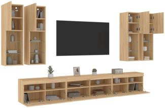 vidaXL 7-tlg. TV-Wohnwand mit LED-Leuchten Sonoma-Eiche 3216780