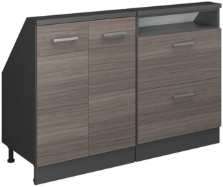 Küchenschrank für Dachschrägen R-Line Edelgrau 120 cm 2er Set Vicco