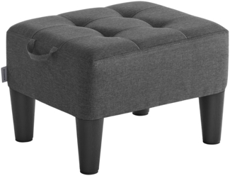 SONGMICS Sitzhocker, Fußhocker, Leinenimitat, Hocker, Dicke Polsterung, bis 150 kg belastbar, für Wohnzimmer Schlafzimmer Eingangsbereich, schiefergrau-tintenschwarz