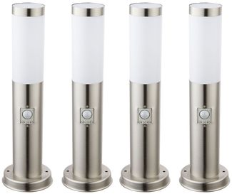 4er RGB LED Wegelampe, Bewegungsmelder, IP44, H 45cm