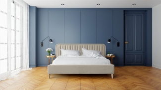 Polsterbett Doppelbett MIAMI 180x200cm Komplettset in Stoff Riviera Hellbeige