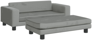 vidaXL Kindersofa mit Hocker Hellgrau 100x50x30 cm Samt 3196408