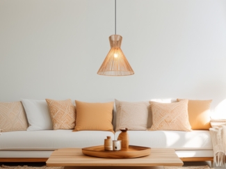 Pendelleuchte ROSALIE mit Lampenschirm aus braunem Papiergarn, Ø 35cm