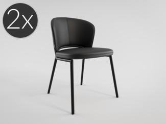 2er Set Esszimmerstuhl Design Küchenstuhl Dean Kunstleder schwarz Metallbeine : Schwarz