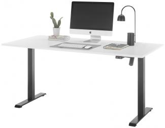 Schreibtisch TOM elektrisch höhenverstellbar Arbeitstisch Büro ca. 160x72-120x77 cm Weiß / Schwarz