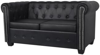 Chesterfield-Sofa 2-Sitzer Kunstleder Schwarz