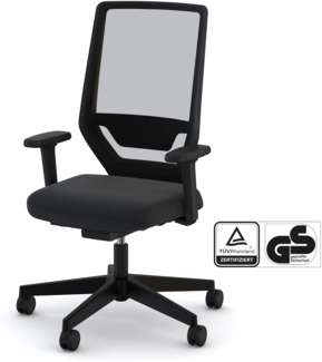 ASSMANN Bürostuhl Streamo mit Netzrücken Schwarz 48 x 61 x 116 cm Textil
