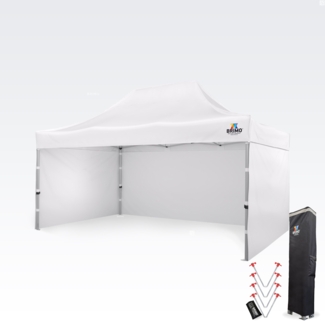 Faltpavillon 3x4,5m - mit 3 Wänden - Weiß