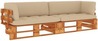 2-Sitzer-Palettensofa mit Kissen Honigbraun Kiefer Imprägniert