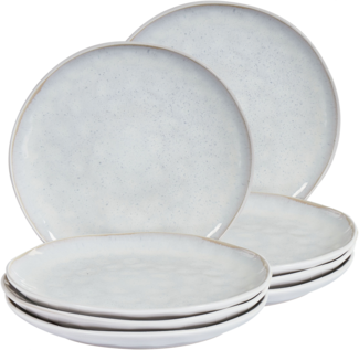 Speiseteller 8er Set SESAME Steinzeug Hellgrau