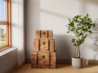 Vente-unique - 3er-Set Koffer - Tannenholz & MDF - 3 Größen - Holzfarben - ESPARTA