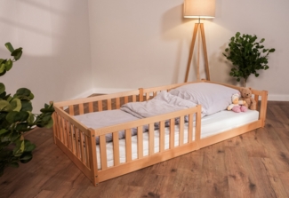 tiSsi Bodenbett / Hausbett ENNO 90x200 cm Buche natur inkl. opt. Dach