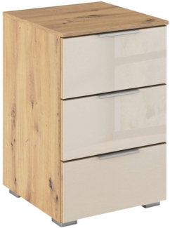 rauch Nachtkommode Nachttisch Nachtschrank Nachtkonsole AGORDO mit Glasfront (in zwei Griff-Farben, Breite 40 cm), mit 3 geräumigen Schubladen für viel Stauraum MADE IN GERMANY