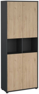 Dmora Kommode Pierre, Wohnzimmerbuffet, Wohnzimmer-Sideboard, Moderne Küchen-Speisekammer, 80x34 h205 cm, Eiche und Grau