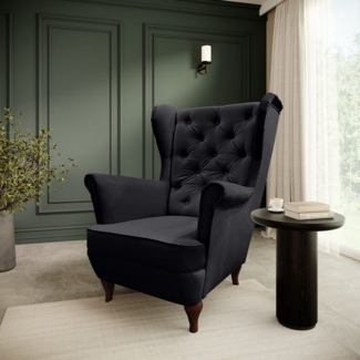 Beautysofa Ohrensessel Ohrensessel Sessel FALCO Chesterfield Wohnzimmersessel Fernsehsessel