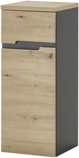 Badkommode >Memphis< Grau / Artisan Eiche Dekor - 30 x 74 x 31 cm (BxHxT)