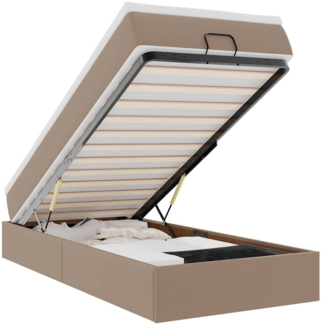 vidaXL Ottoman-Bett mit Matratze Cappuccino-Braun 90x200 cm Kunstleder 3311020