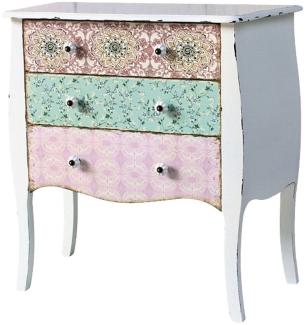 Casa Padrino Landhausstil Kommode Antik Weiß / Mehrfarbig 75 x 38 x H. 76 cm - Shabby Chic Möbel