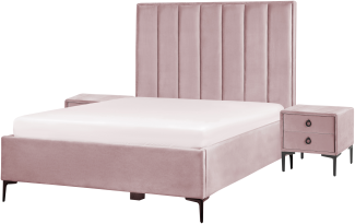 Schlafzimmer komplett Set 3-teilig rosa 140 x 200 cm SEZANNE