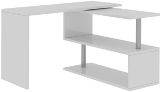 Dmora Schreibtisch Topazio, Eck-PC-Schreibtisch, Mehrzweck-Bürotisch, platzsparender Schreibtisch mit mehreren Positionen, 100 % Made in Italy, 120 x 50 x 75 cm, glänzendes Weiß