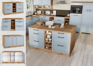 KOCHSTATION Kücheninsel KS-Lana, Breite 153 cm, MDF-Fronten, Arbeitsplatte 38mm stark