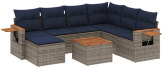 vidaXL 8-tlg. Garten-Sofagarnitur mit Kissen Grau Poly Rattan 3227055