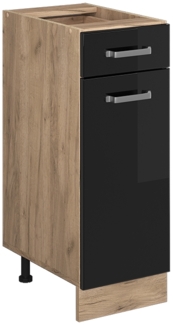 Vicco Küchenunterschrank Schwarz Hochglanz 30 cm ohne Arbeitsplatte, R-Line
