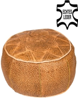 Marrakesch Orient & Mediterran Interior Pouf Orientalisches Leder Sitzkissen Kissen Abrar - 40cm