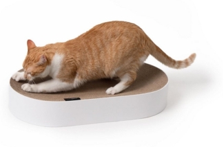 LucyBalu Kratzbrett SCRATCHBED Katzen Kartonbett, XXL Katzenbett aus Wellpappe rund, Kratzmöbel Katze, großes Kratzbrett, Katzen Kratzspielzeug