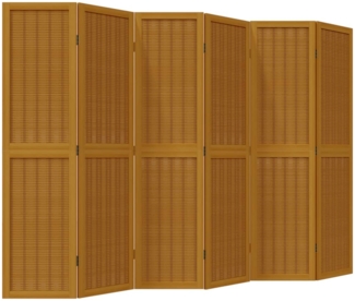 vidaXL 6-tlg. Raumteiler Braun Massivholz Paulownia 358825