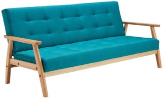 Schlafsofa 190x85 cm 100 % Polyester und Massivholz Petrol
