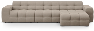 Micadoni Ecksofa Kendal 5-Sitzer Rechts Strukturierter Stoff Dunkelbeige Buchenholz schwarz