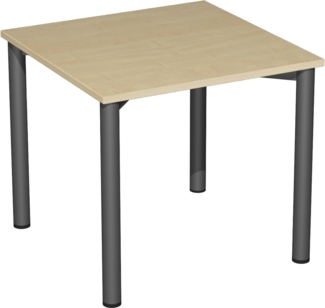 Konferenztisch Rundfuß, 80x80cm, Ahorn Anthrazit