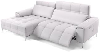 Sofanella SALENTO Ecksofa Ledercouch Funktionssofa Sofa in Weiß S: 217 x 163 Breite x 100 Tiefe