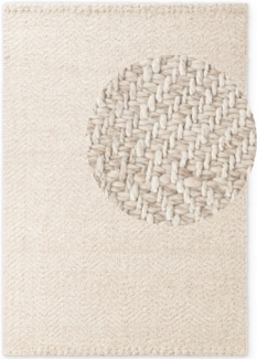 ELLE DECORATION Wollteppich Majoli, auch als Läufer, rechteckig, Höhe: 10 mm, Herringbone, Wolle, Jute, Natur, Wohnzimmer, Schlafzimmer, Boho,Skandi