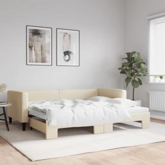vidaXL Tagesbett Ausziehbar Creme 90x200 cm Stoff 3196582