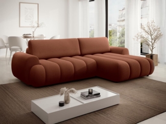 Vente-unique - Ecksofa mit Schlaffunktion - Ecke rechts - Stoff - Terrakotta - FRIDORA