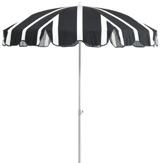 Sonnenschirm Follina aus robustem Polyester-Stoff, neigbar, Rund, Schwarz Weiß, für Outdoor