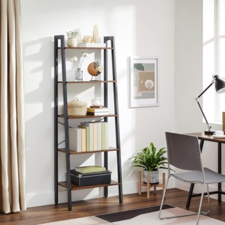 Vasagle Bücherregal mit 5 Ablagen mit Metallrahmen, Songmics LLS45X, 56 x 172 x 34 cm (B x H x T)